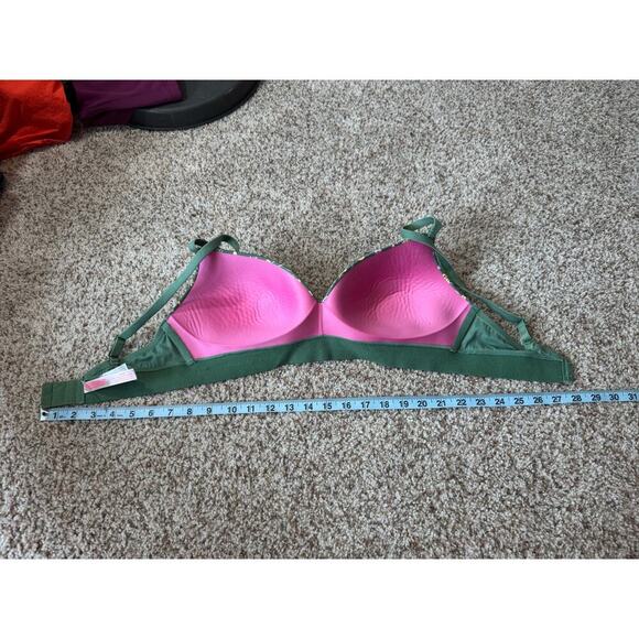 Victoria's Secret PINK Women's Bra size 36D; green with Flowers, no underwire - Picture 6 of 6